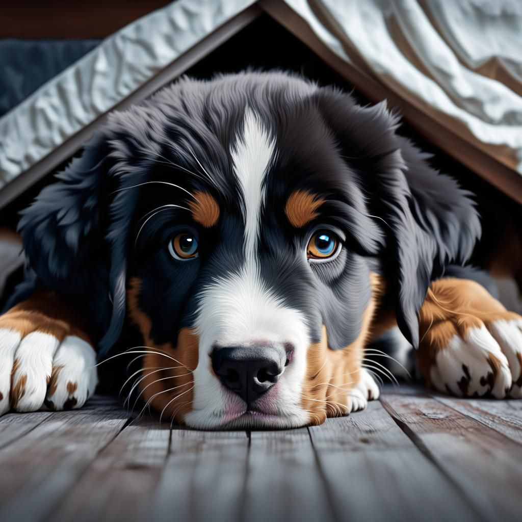 Bernese Mountain Dog Puppy with Puppy Dog Eyes