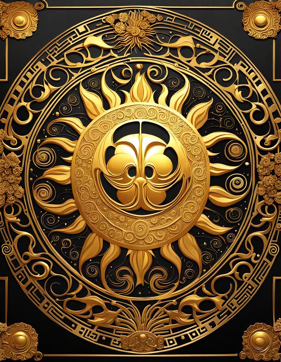 Luxurious Art Nouveau Gold Sunburst