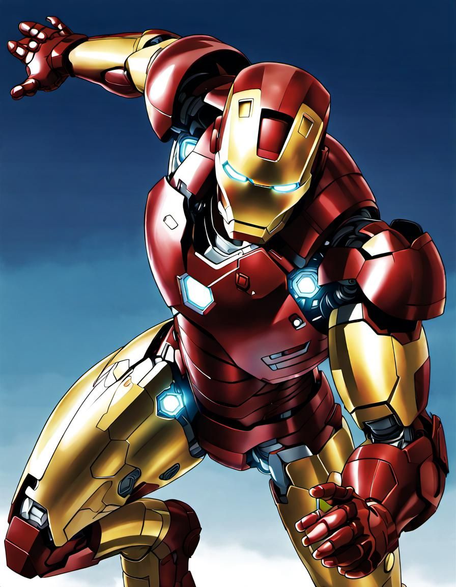 Iron Man in Anime Key Visual Style