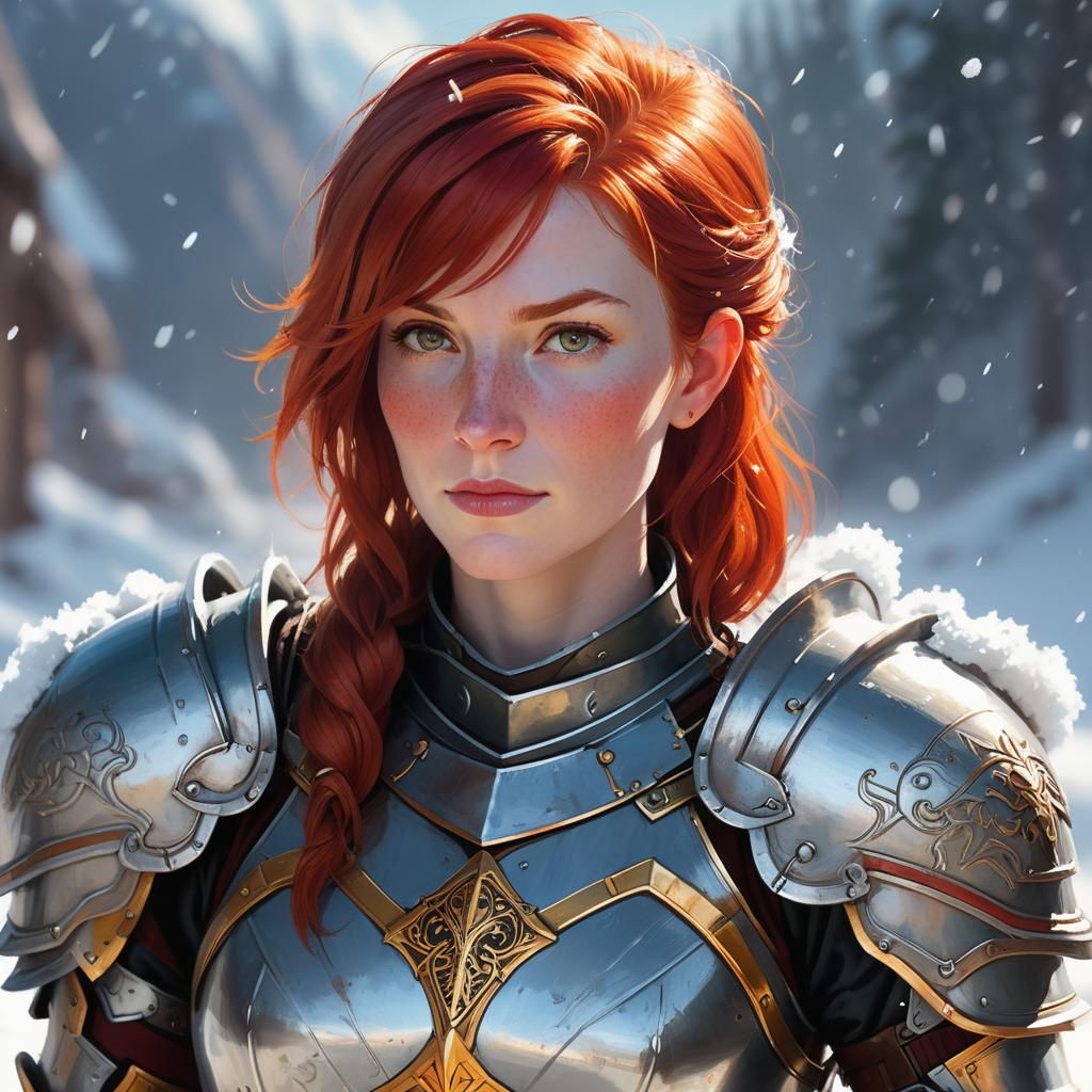 Confident Paladin Portrait in Oil Paint Style