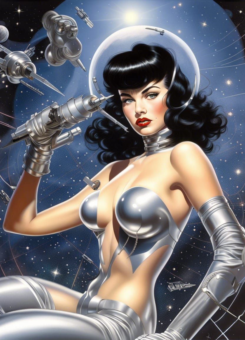 Bettie Page as Sci-Fi Space Girl Pinup