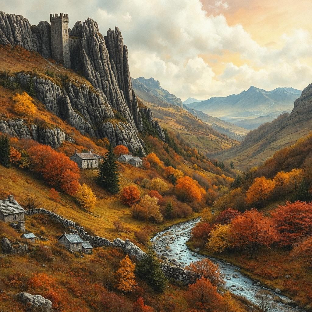 Scottish Autumn Landscape: Detailed Watercolor Painting