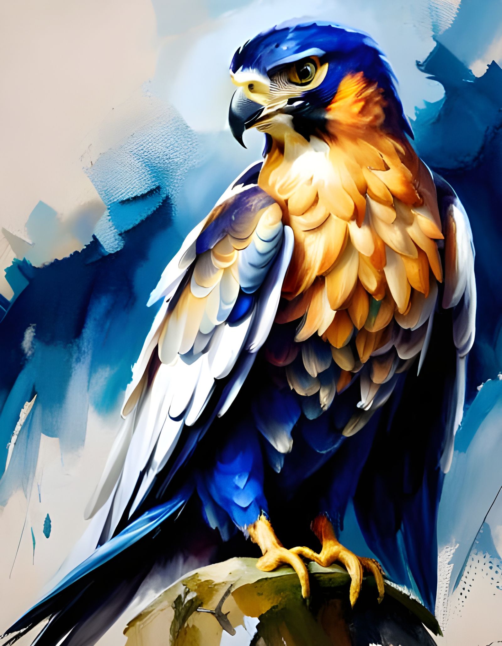 Majestic Peregrine Falcon in Classical Art Style