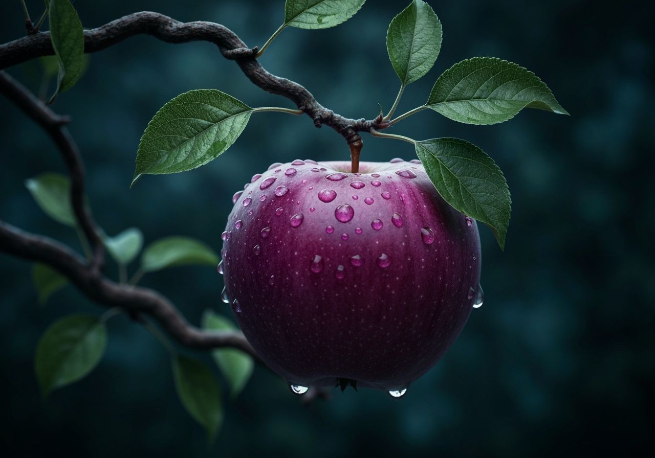 Vibrant Purple Apple in Dark Fantasy Style