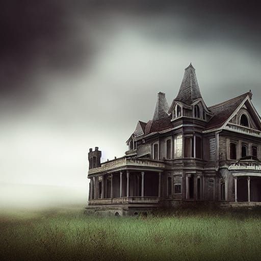 Fog-Shrouded Abandoned House: Digital Matte Painting