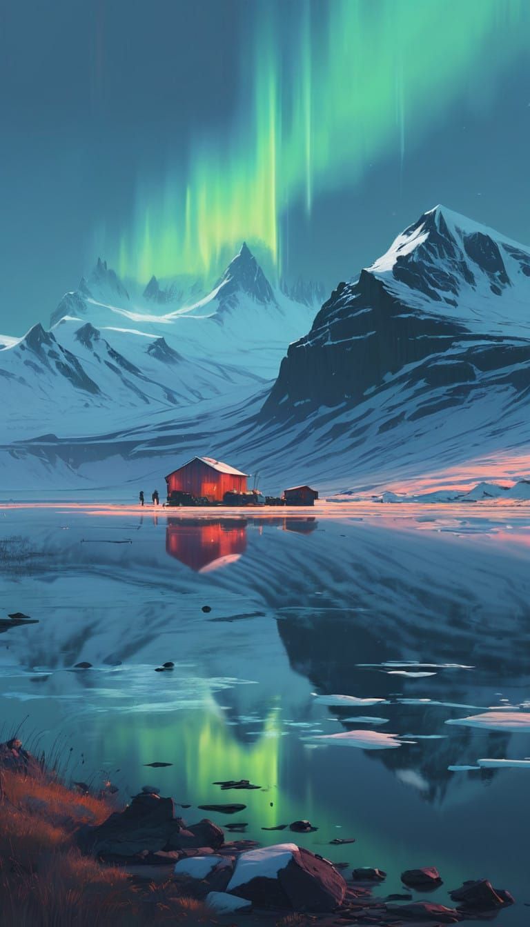 Dreamy Icelandic Landscapes with Vibrant Aurora Borealis