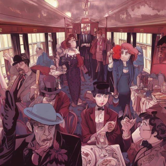 Sinister Murder on the Orient Express Comic Illustration