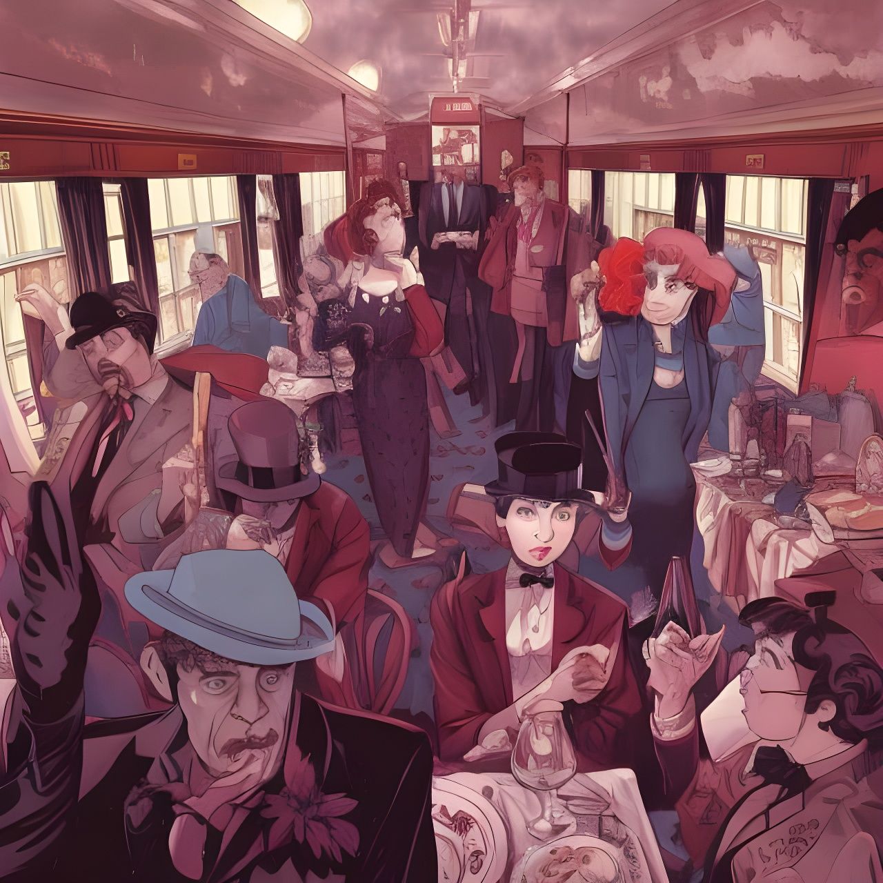 Sinister Murder on the Orient Express Comic Illustration