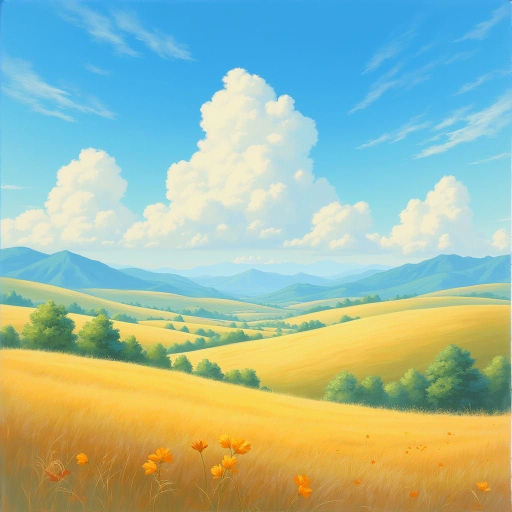 Landscape with Majestic Clouds in Ethereal Light