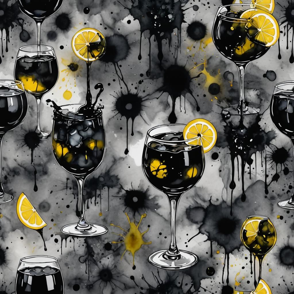 Gothic Black Lemonade in Alcohol Ink Style