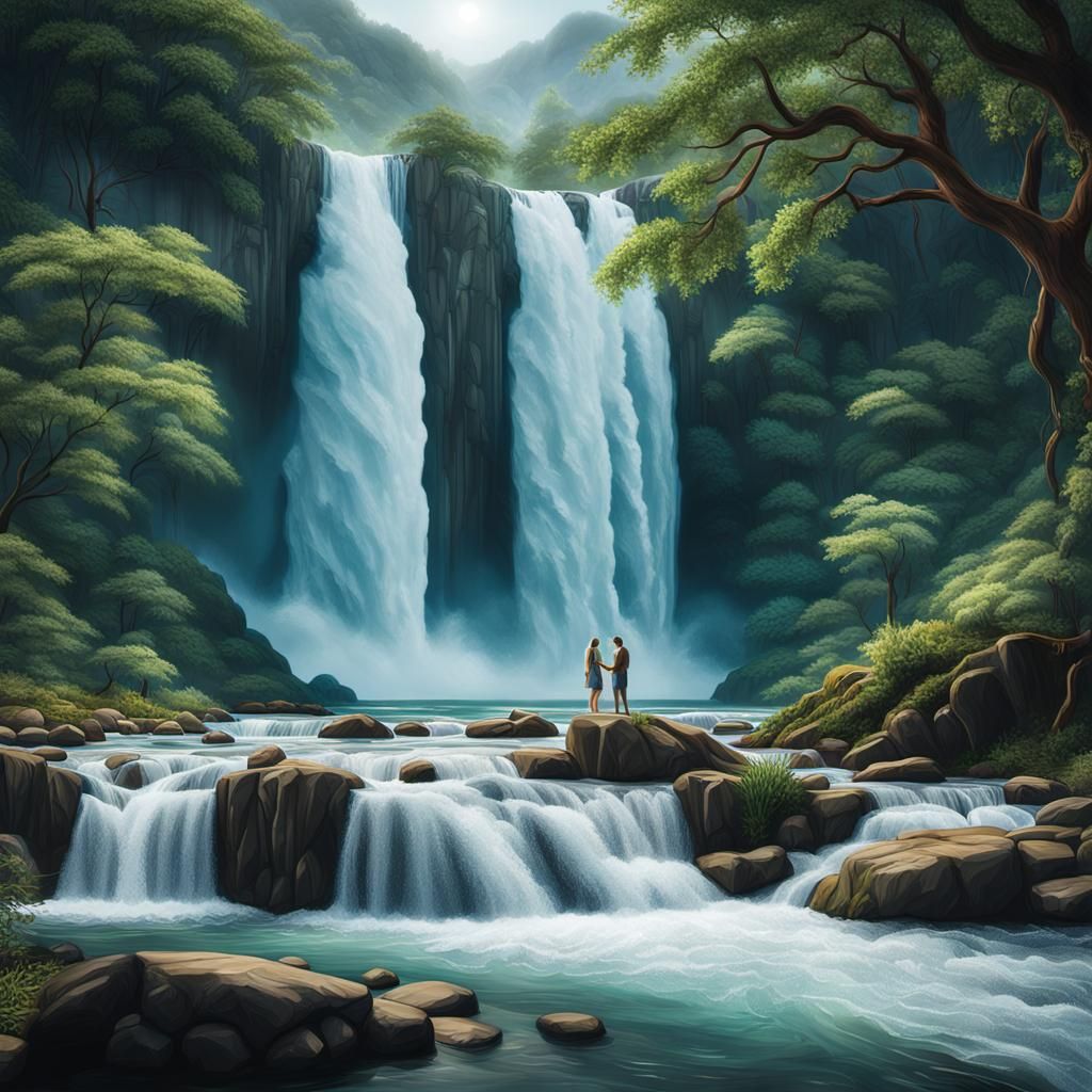 Detailed Waterfall and Rapids Macro Photograph