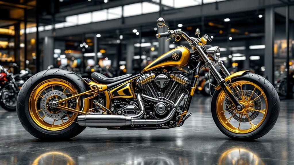 High-End Custom Choppers in 3D Photorealistic Style