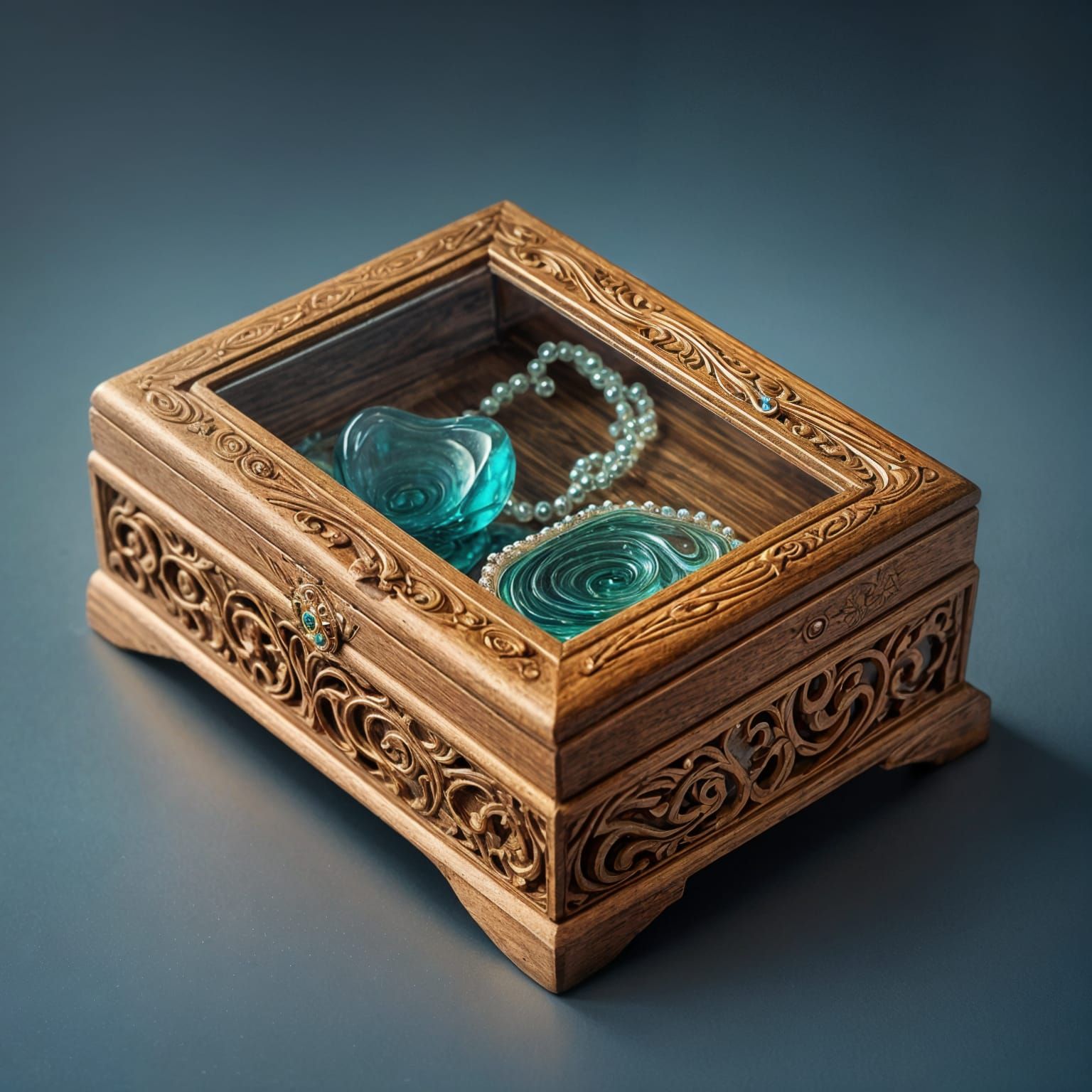 Glassmorphism Style Jewelry Box: Abstract Liquid Art