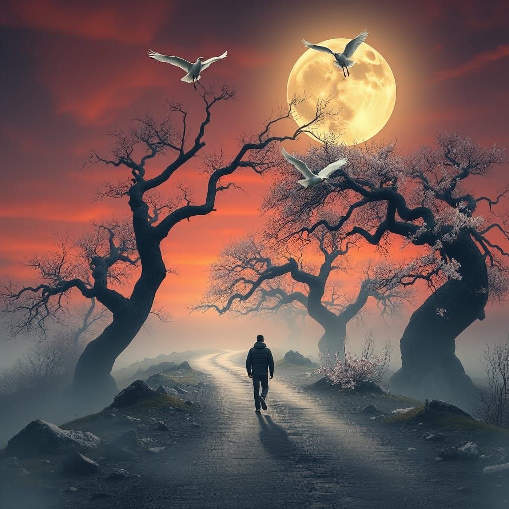 Ethereal Spring Solitude in Mystical Fog