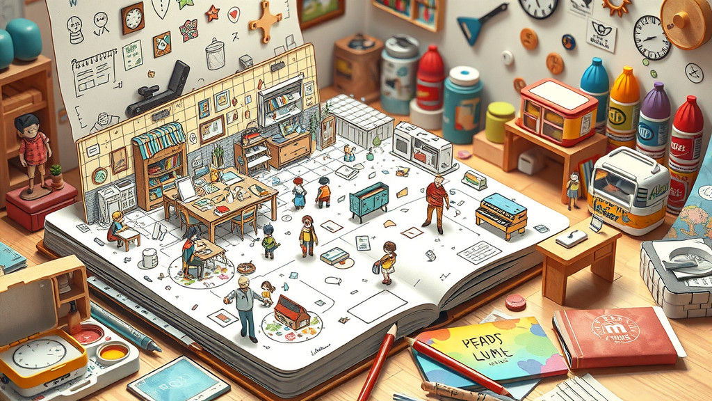 Chaotic Classroom Doodle Scene in 3D Art Style