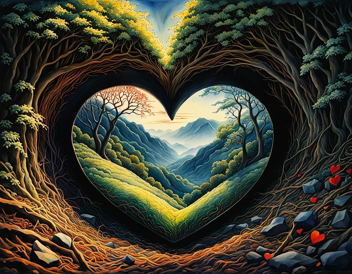 Romantic Heart in Watercolor Art Style