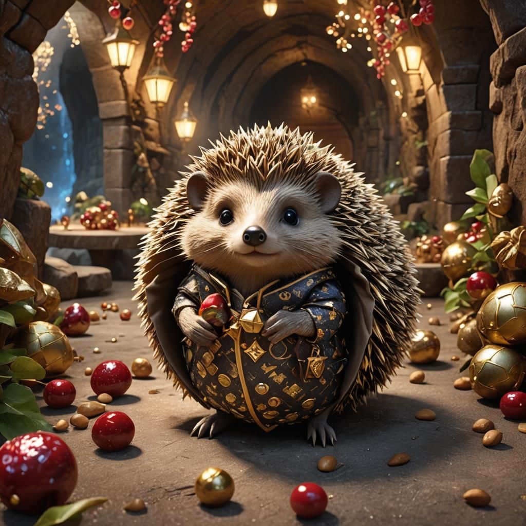 Hedgehog in Louis Vuitton Attire: 3D Render