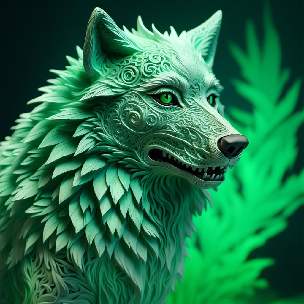 Fractals lace wolf sculpture