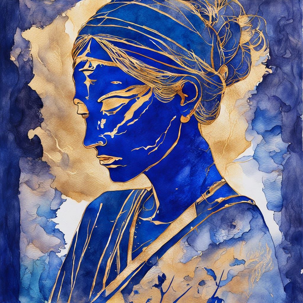 Female Augur Portrait with Kintsugi Details