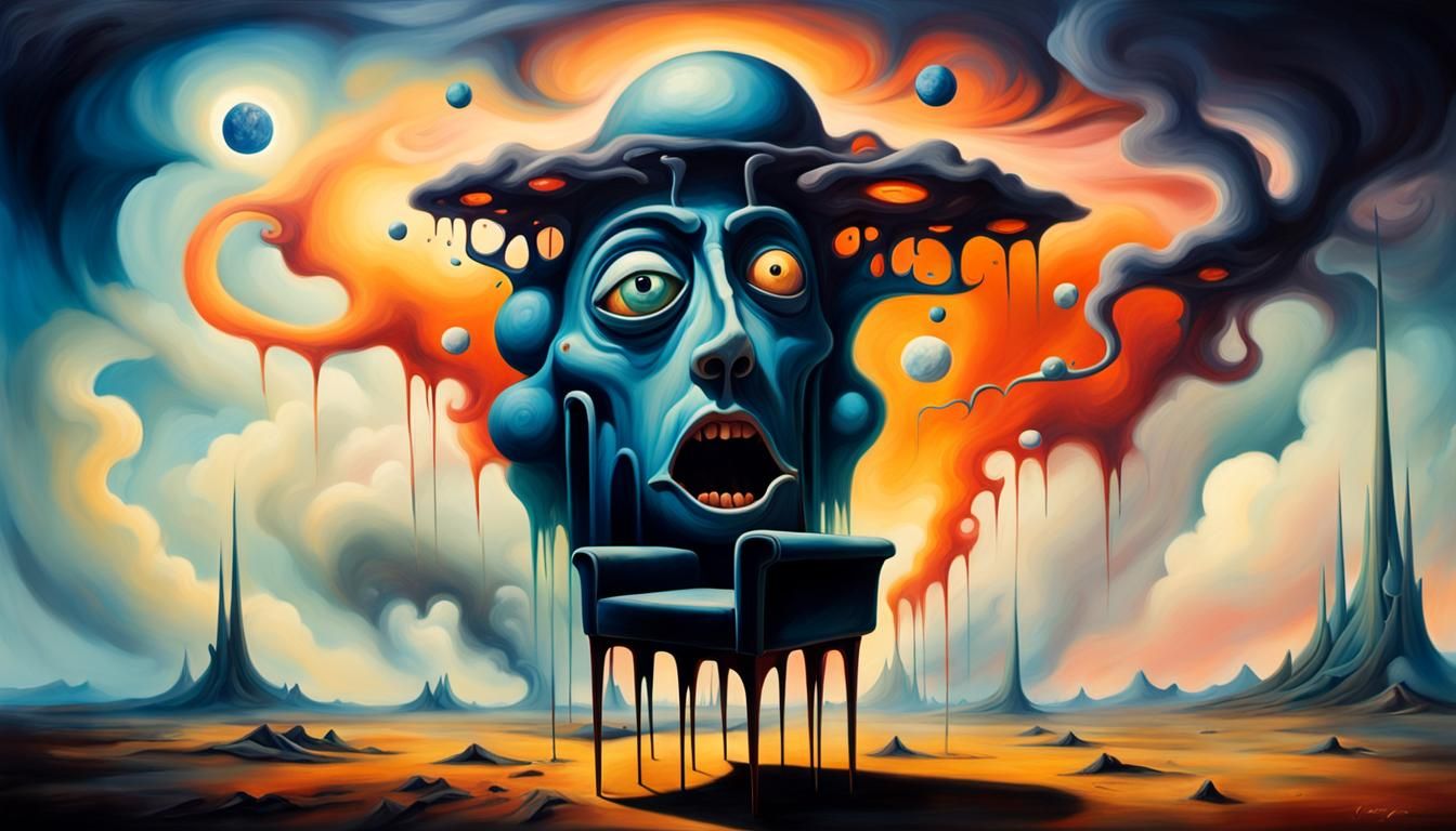 Surreal Chair in Liminal Space as Oil Painting