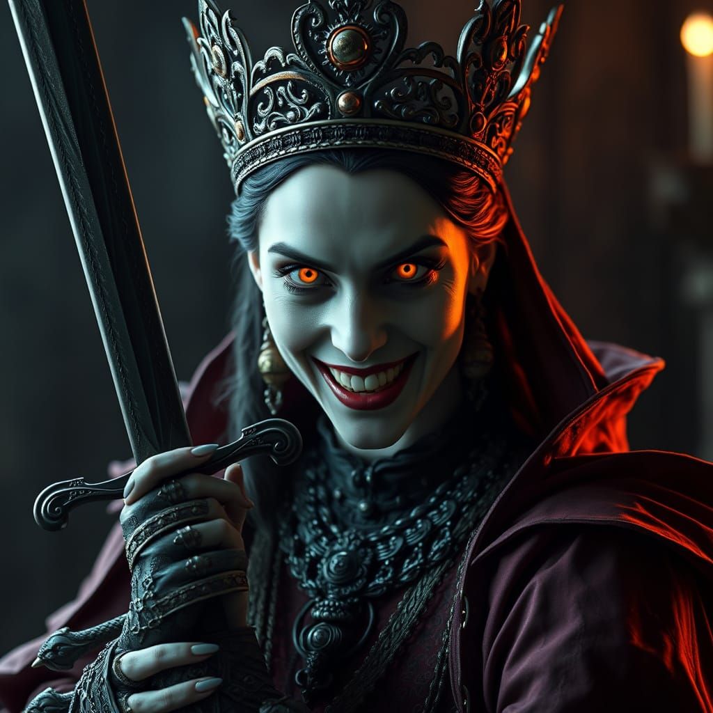 Evil Vampire Queen Portrait in Photorealistic Style