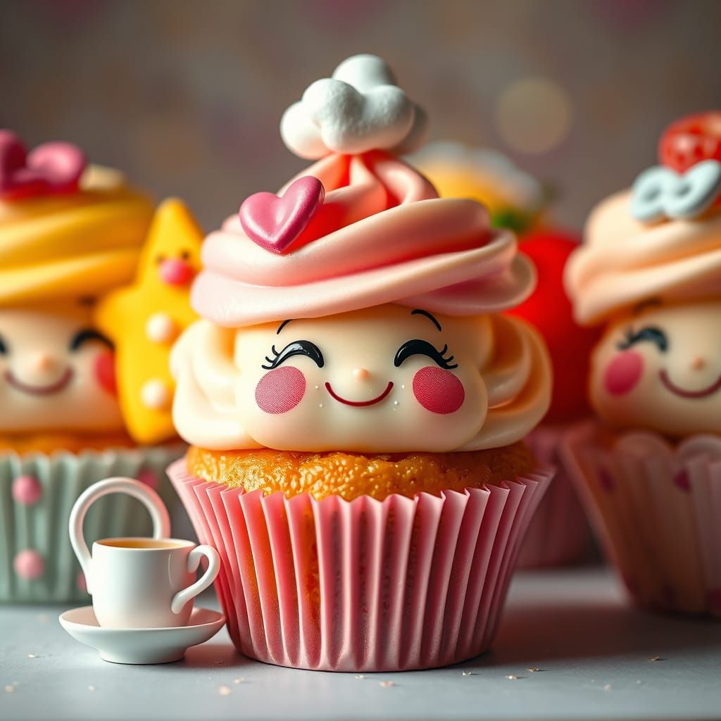 Cupcakes Tea Party Portrait with Bokeh Effect