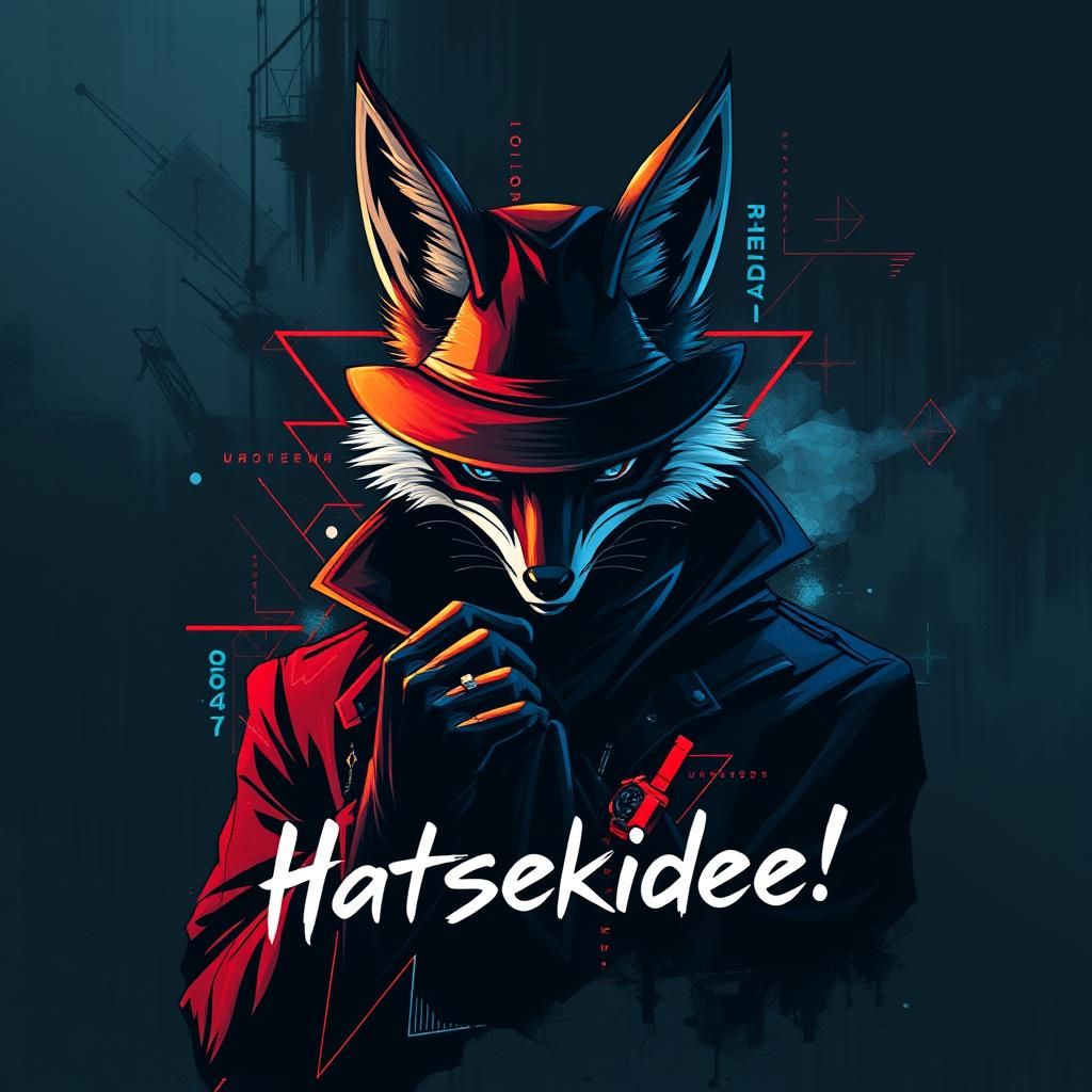 Abstract Expressionist Fox Figure in Shadowy Underworld