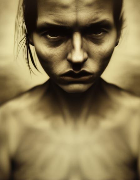 Devil with Sunflower Portrait in Ambient Light