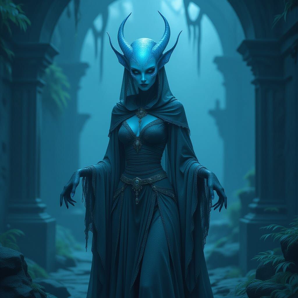 Ethereal Alien Creature in Gothic Horror Style