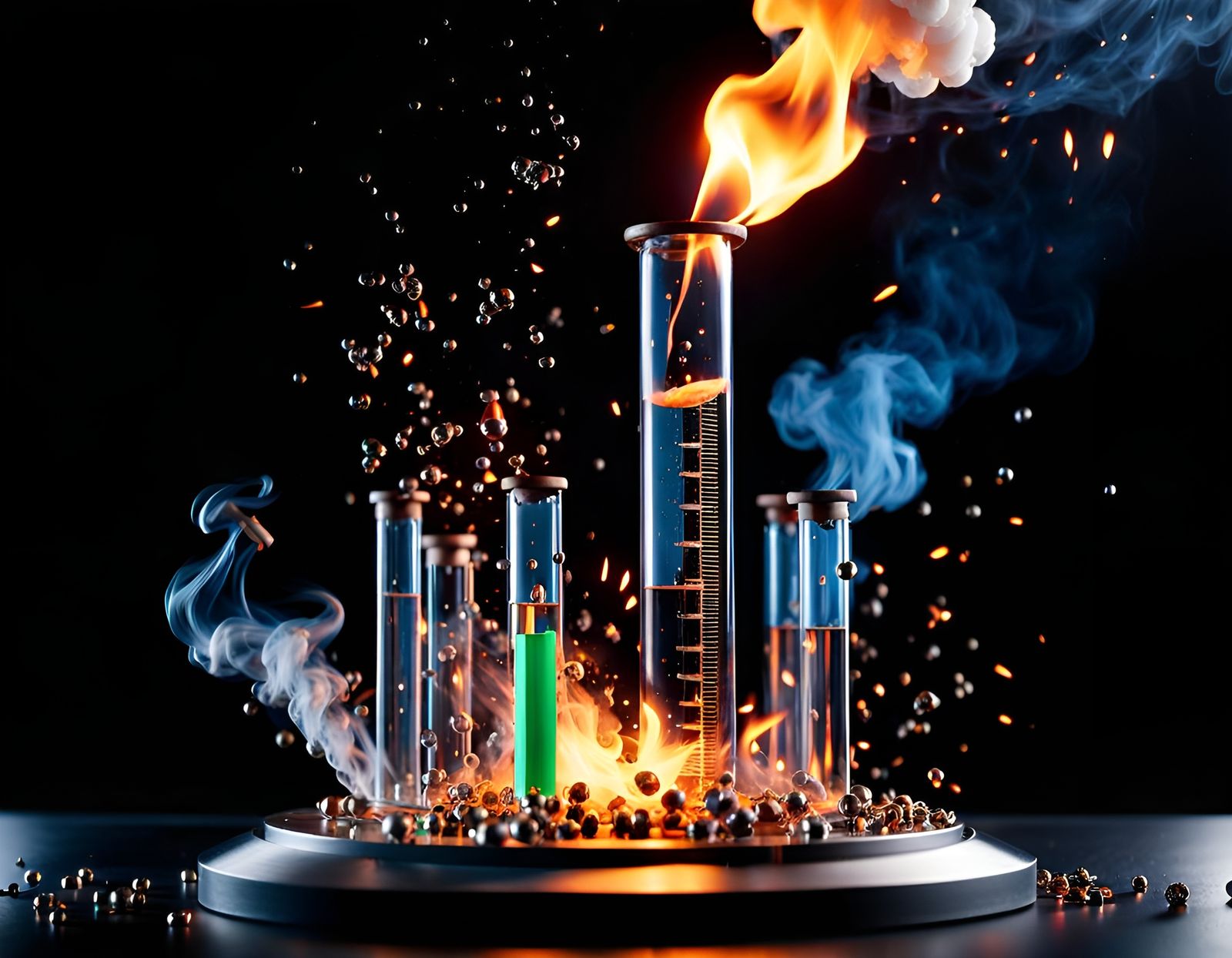 Chemical Explosion in Test Tube: Hyper-Realistic Render