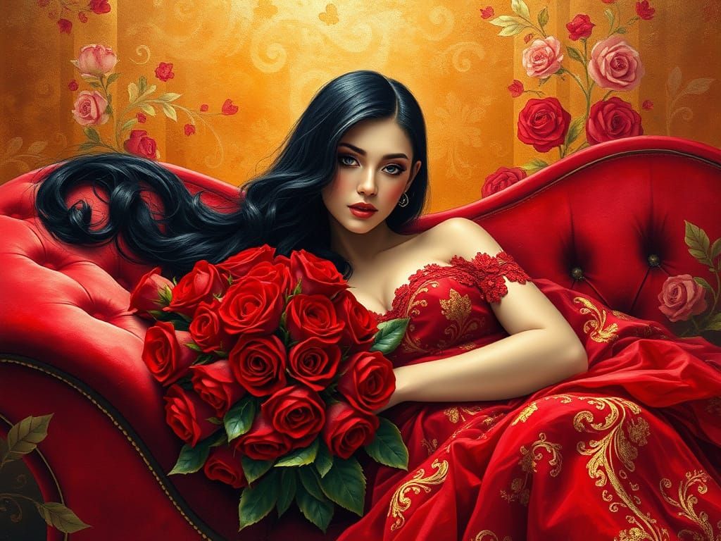 Gilded Goddess in Velvet Luxury