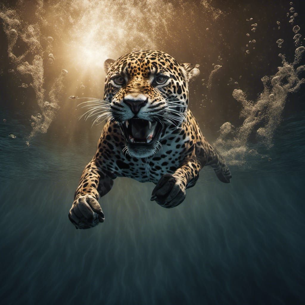 Diving Jaguar on the Hunt