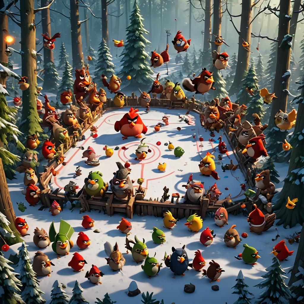 Angry Birds vs Squirrels Hockey Game