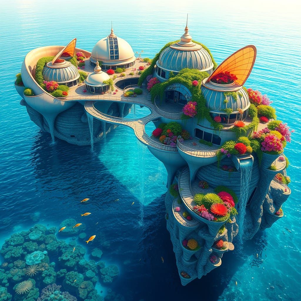 Eco-Utopia in Crystal Waters: A Solarpunk Paradise