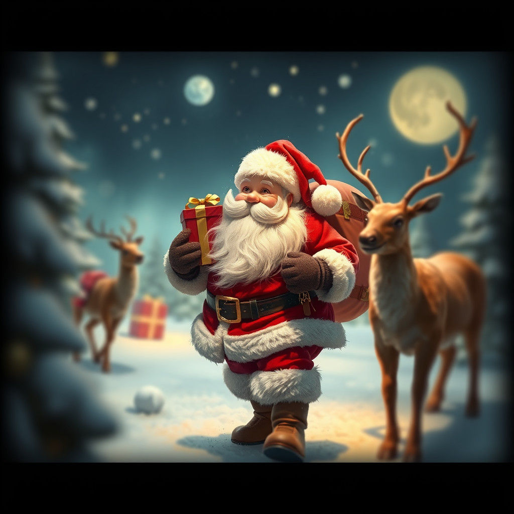 Surreal Holiday Card Depicts Santa in Quantum Uncertainty