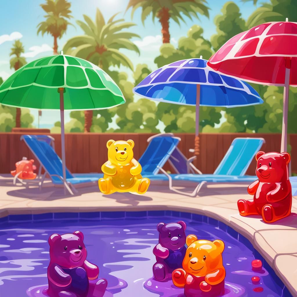 Gummy Bears Resort Vacation in Jelly Pool