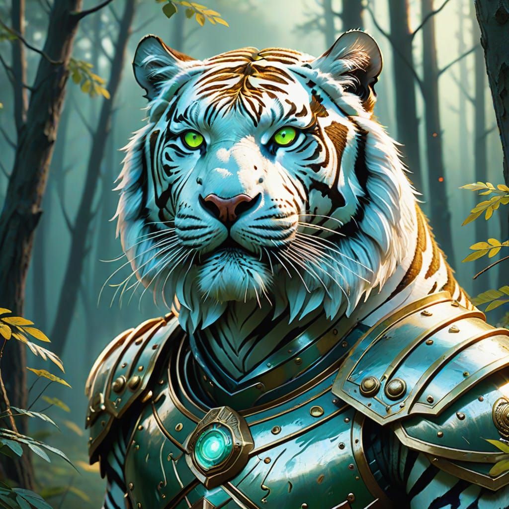 Ethereal White Tiger in Ancient Armor