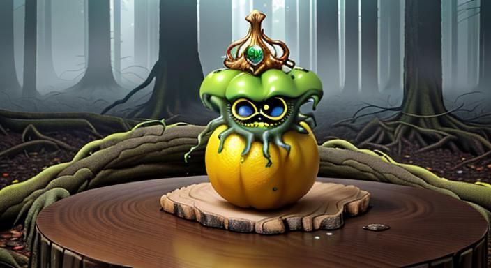 Hyperrealistic Mutant Lemon Fruit Monster Portrait