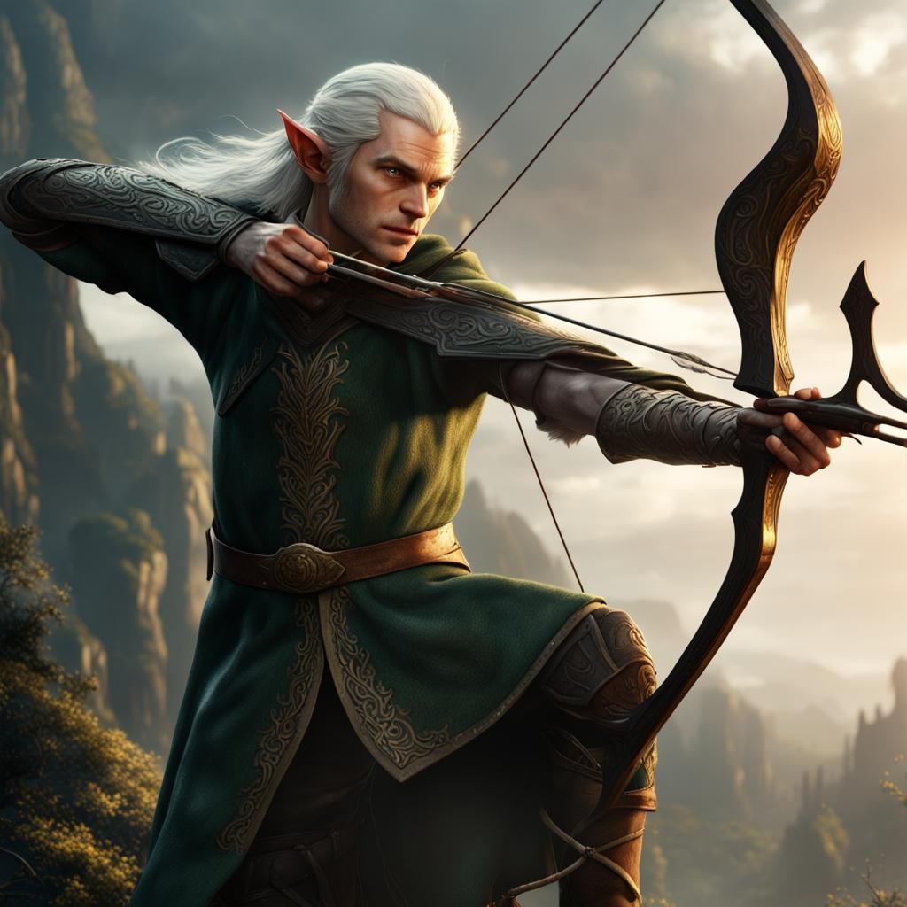 Lord of the Rings Elf Archer: Detailed Matte Painting