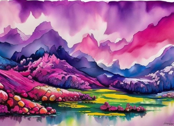 Mystical Crystal Cave in Gouache Style