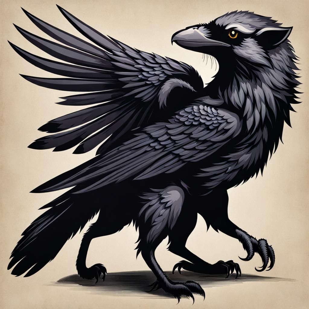 Griffin Hybrid: Raccoon Body, Raven Features