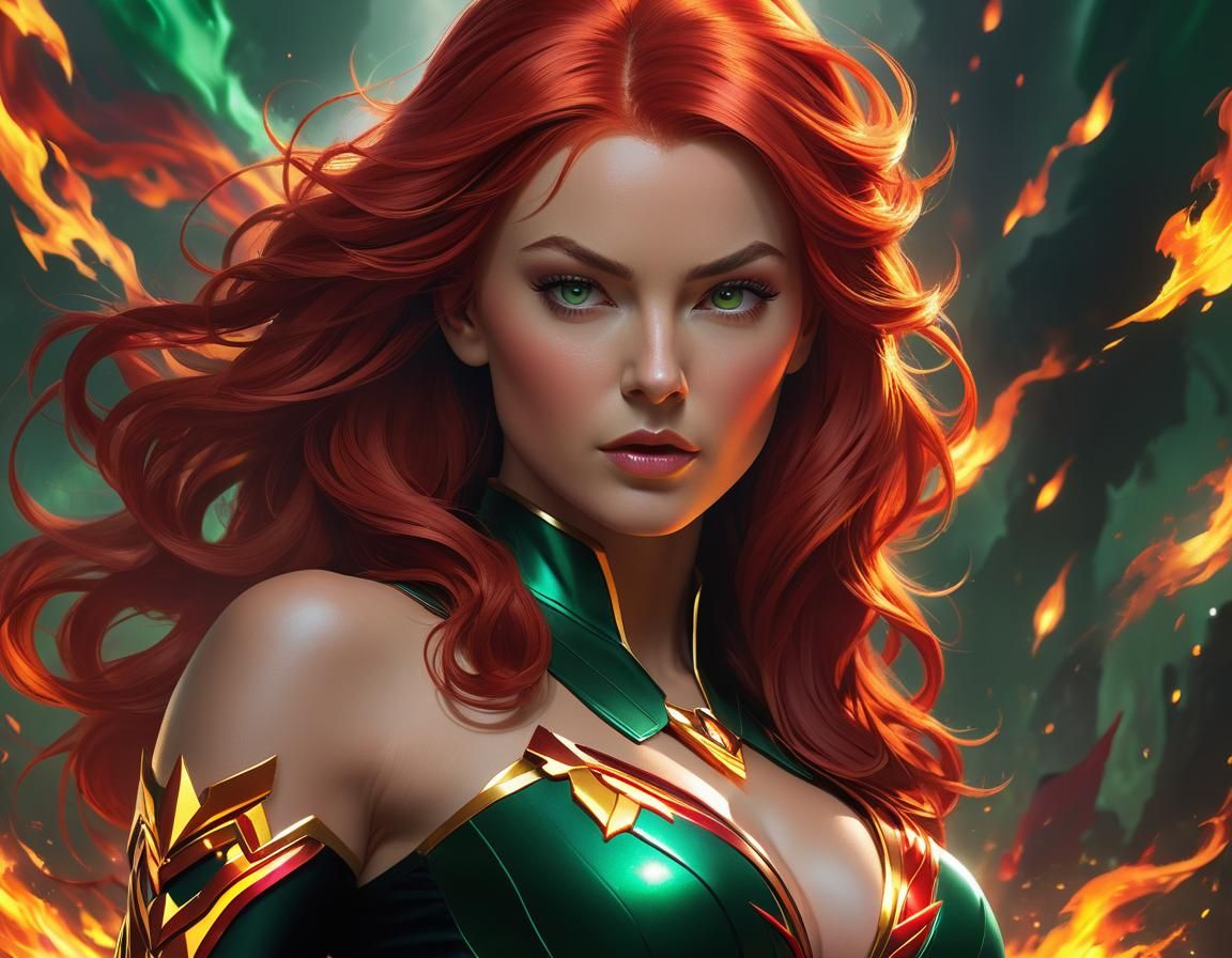 Jean Grey as Phoenix, Fiery Portrait