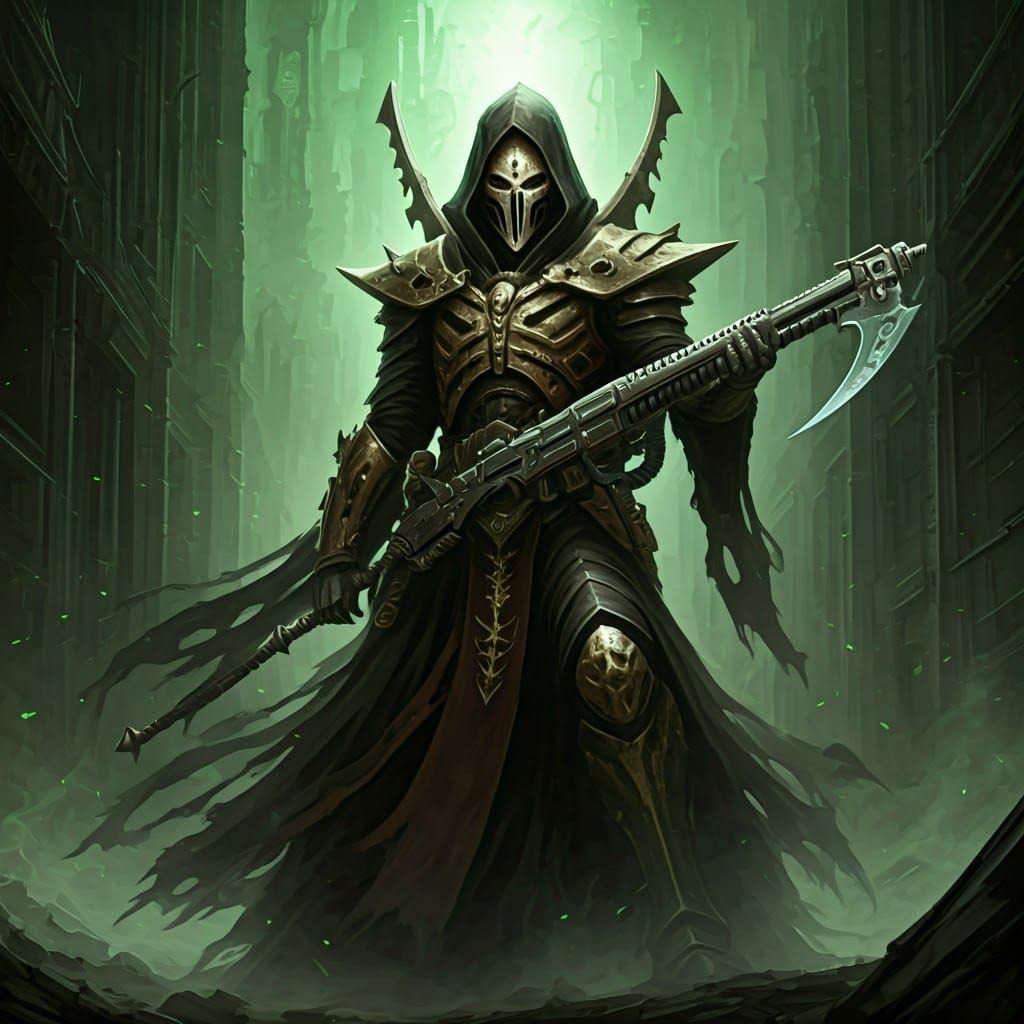 Heroic Eldar Warrior in Ruined Cityscape