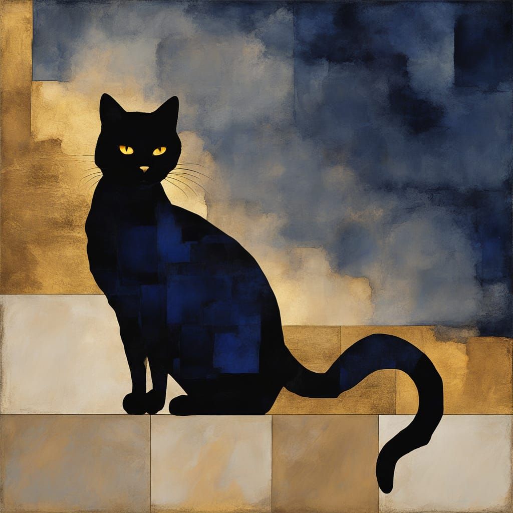 Moody Abstract Cat Portrait at Sundown