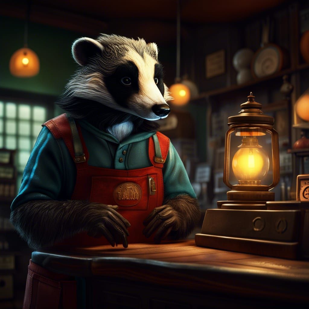Badger in Shop Detailed Matte Painting