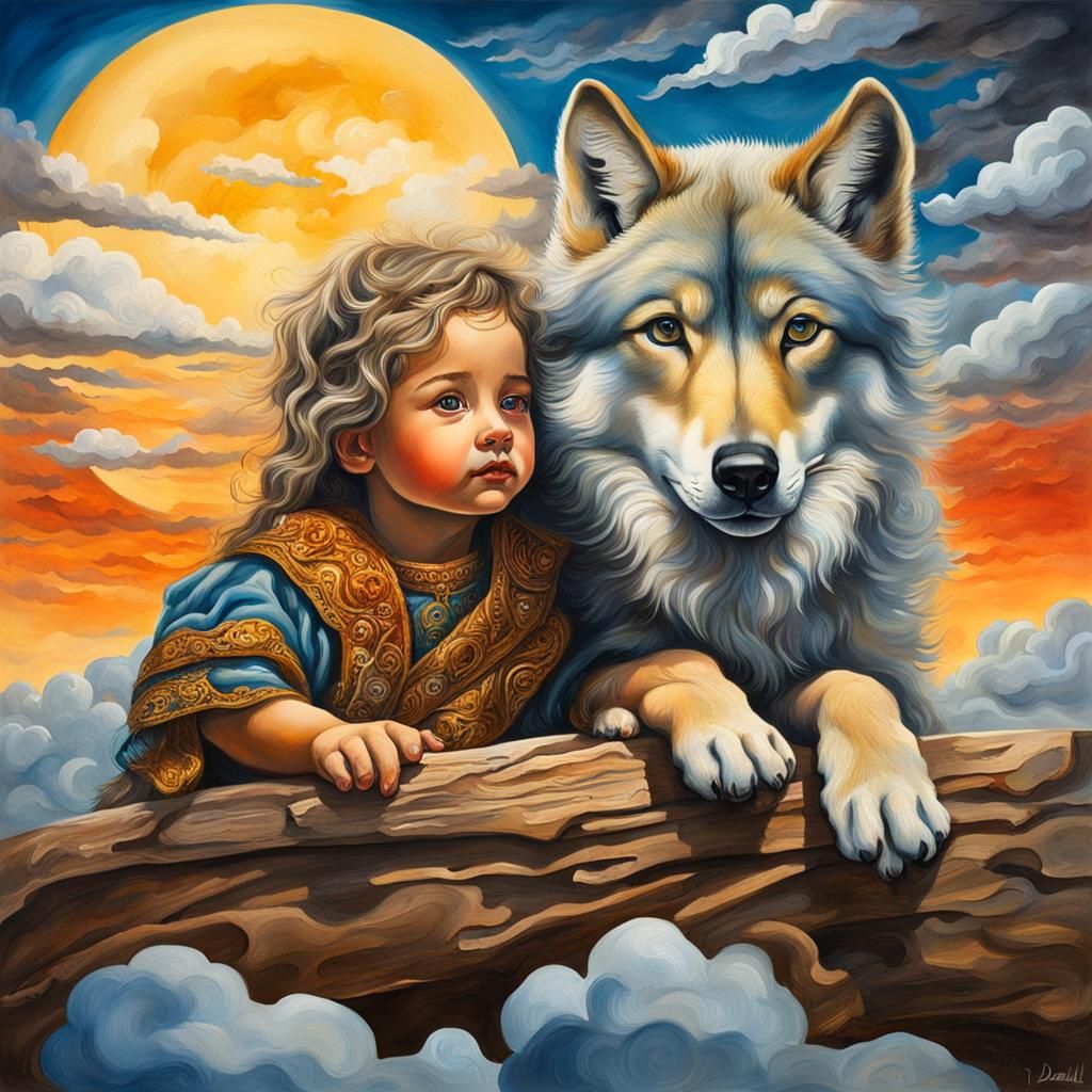 Wolf-Woman Woodcarver: A Surrealist Impressionist Masterpiec...