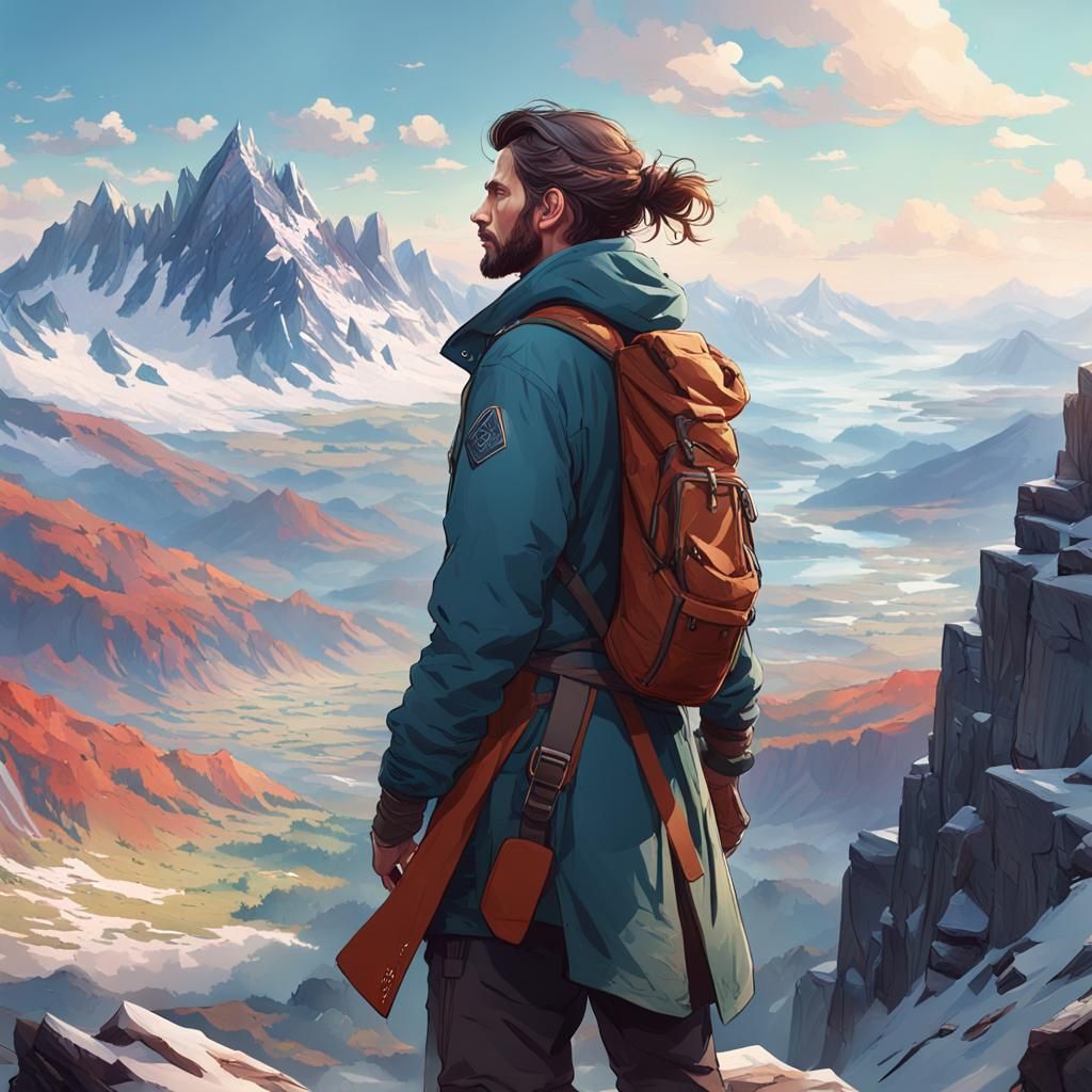 Mountain Vista Portrait in Hyperdetailed Style