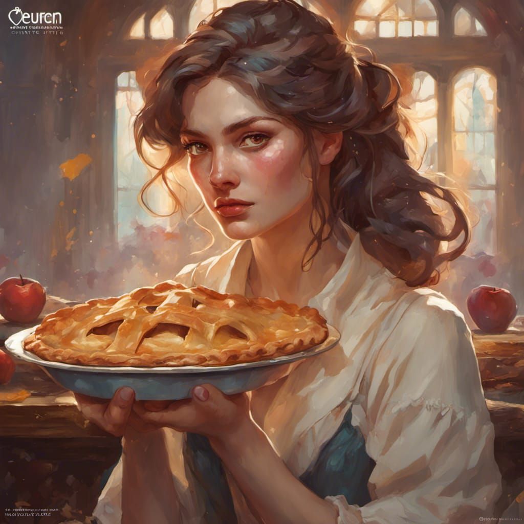Woman Eating Pie: Hyperdetailed Romantic Portrait
