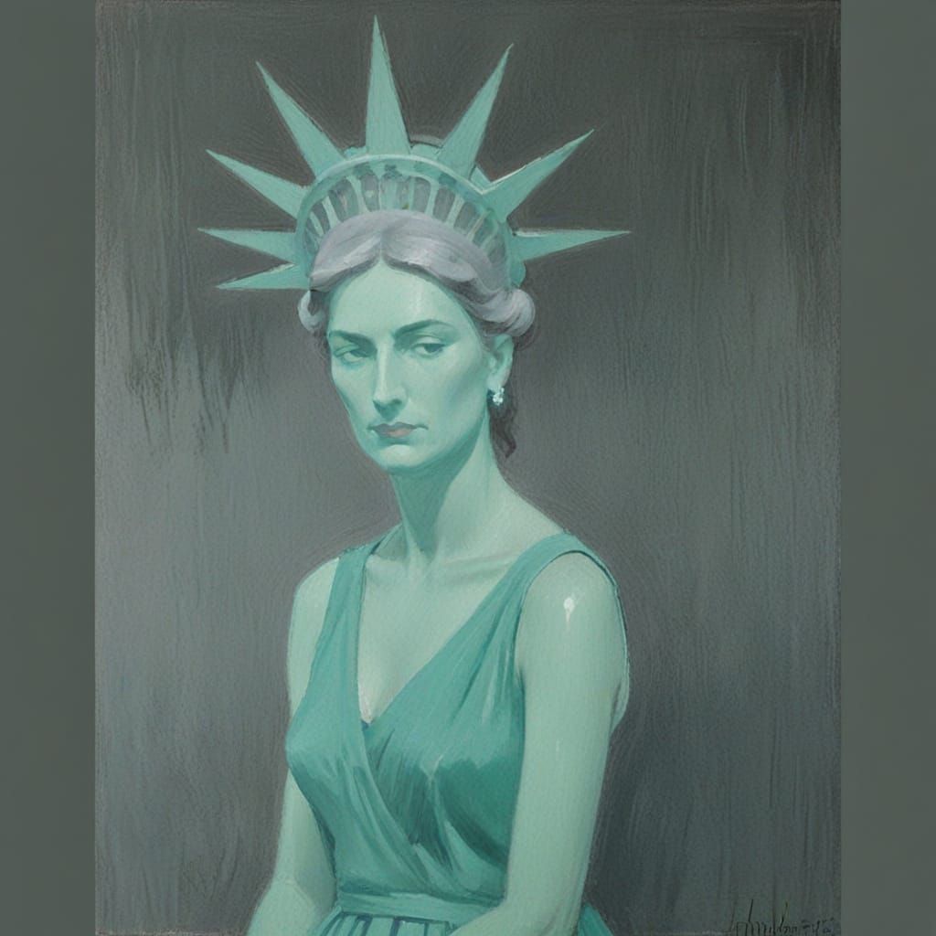 Lady Liberty Portrait in American Realism Style