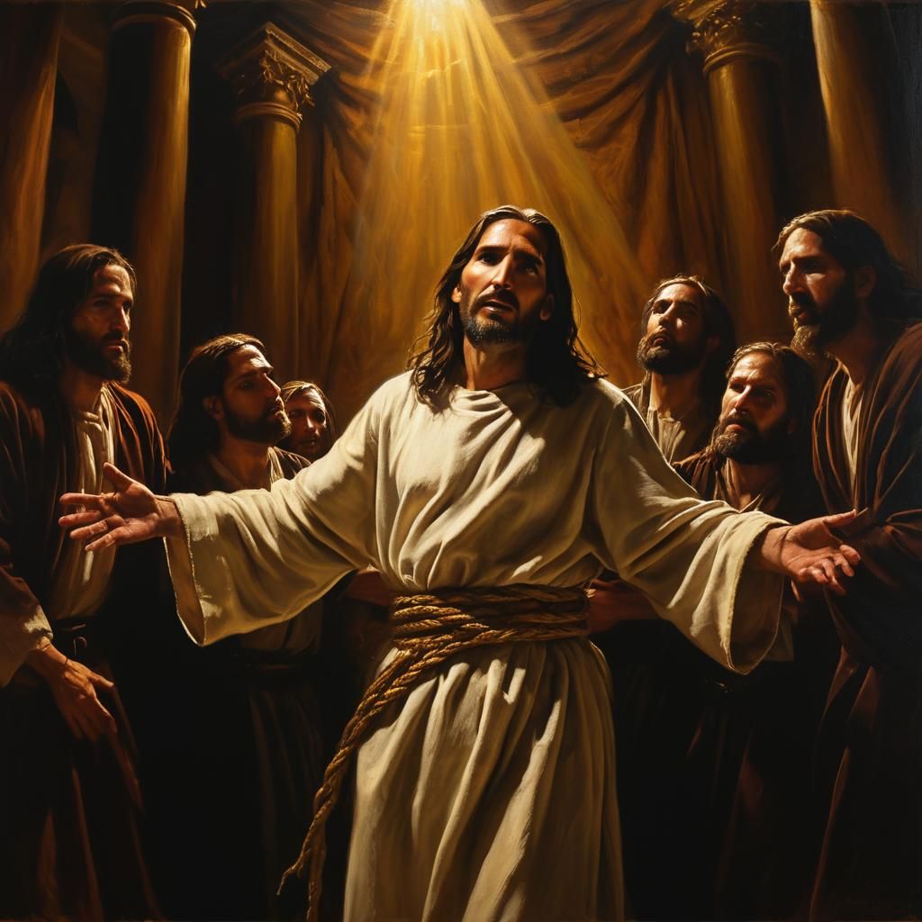 Jesus Before Sanhedrin: Baroque Oil Painting